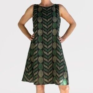 Philosophy Green Beige Dress Knee Length Sleeveless Cutout Size Small